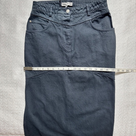 NWT Herskind Nikita Skirt Denim Long Straight Back Slit Size XS (2-4) Ebony Blue - Picture 9 of 11